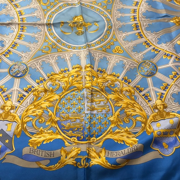 Hermes Blue and Gold Scarf - Picture 4 of 5
